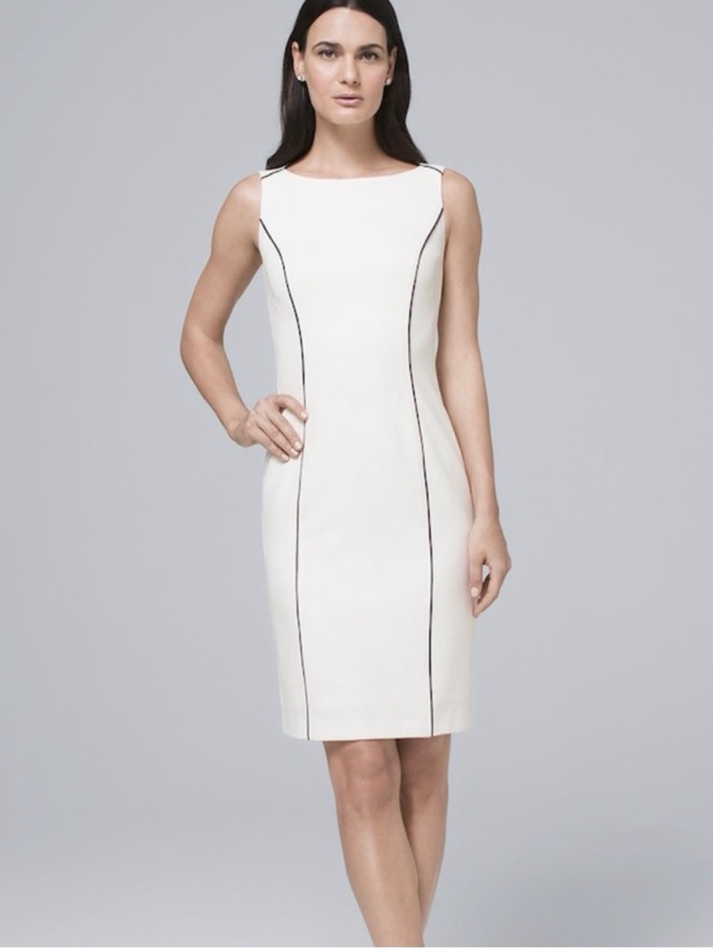 White House Black Market  Sheath Dress with Black Piping